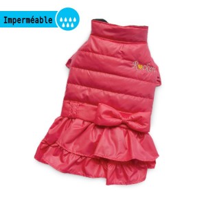 Robe doudoune imperméable rose WOOF WOOF | Petit chien