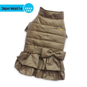 Robe imperméable doudoune beige WOOF WOOF | Petit chien