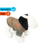 Manteau matelassé beige avec capuche noire polaire | Petit chien