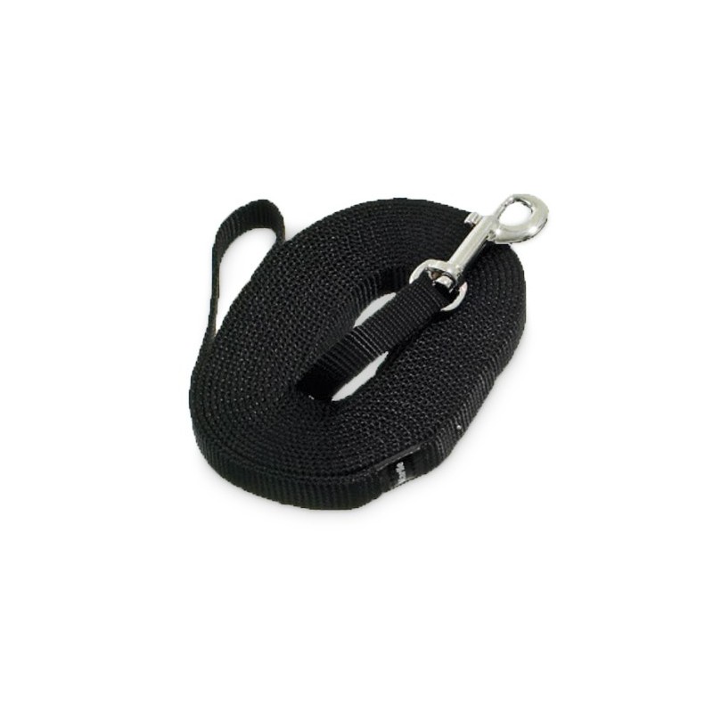 Longe plate noire pour chien | 5 ou 10 m