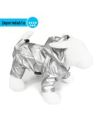 Combinaison argenté souple imperméable pour chien avec 4 pattes
