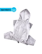 Combinaison argenté souple imperméable pour chien avec 4 pattes