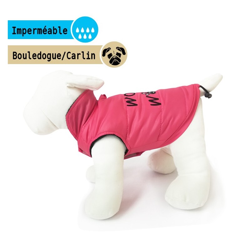 Manteau imperméable rose WOOF WOOF | Bouledogue et Carlin
