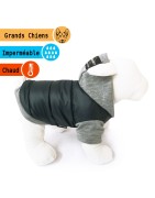 Manteau molletonné noir avec capuche grise | Grands chiens