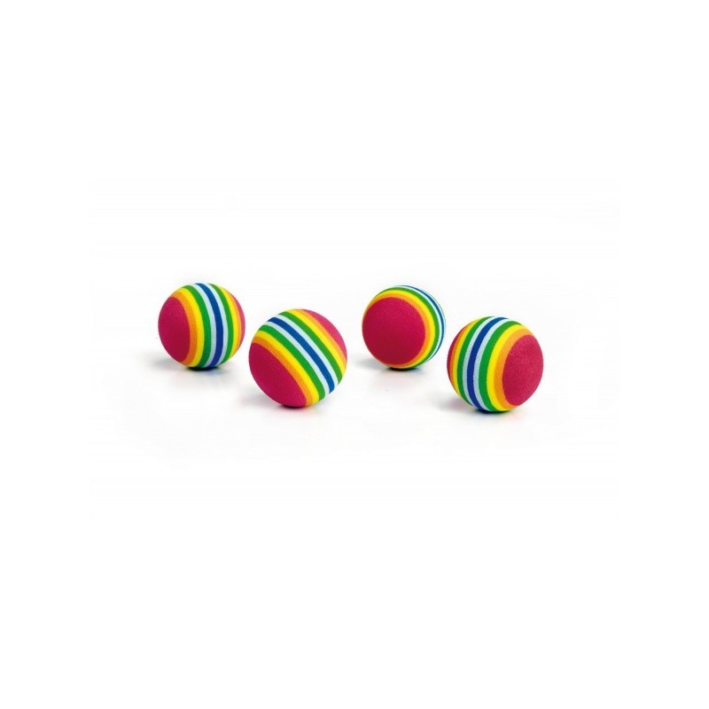 Sachet de 4 balles multicolores en mousse compacte  pour chat et chaton