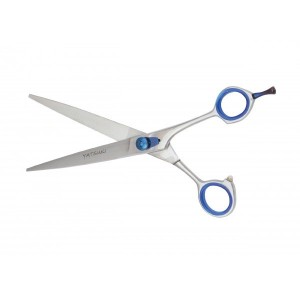 Ciseaux droits argent et bleu 18 cm | Toilettage chien ou chat | YATSUKI