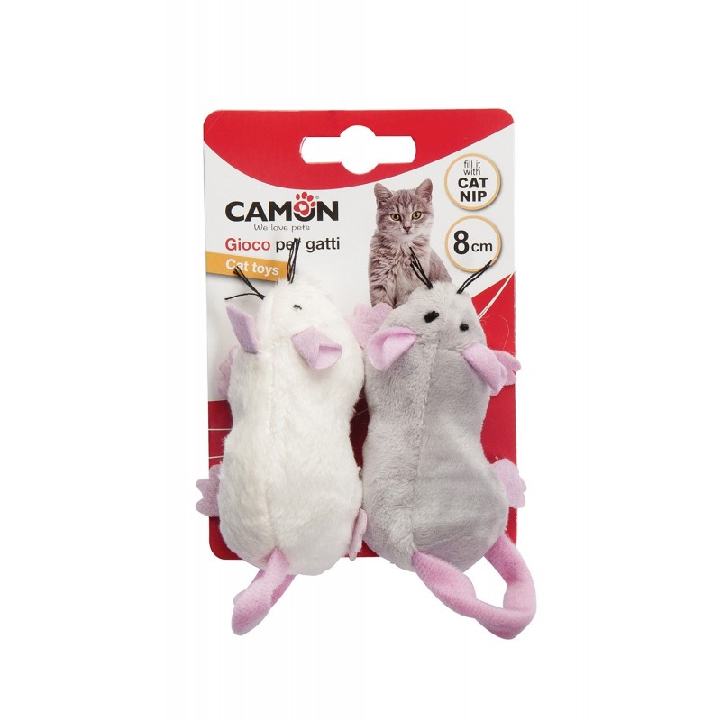 Lot de 2 souris en peluche à remplir d'herbe aux chats ou catnip