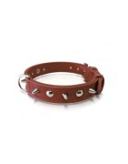 Collier en cuir vegan avec pointes | Marron