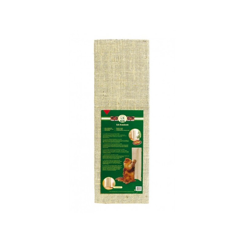 Grand griffoir mural d'angle beige en sisal avec herbe-aux-chats