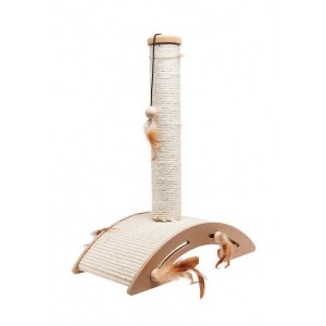 Griffoir en sisal pour faire les griffes de votre chat avec jouet en plume