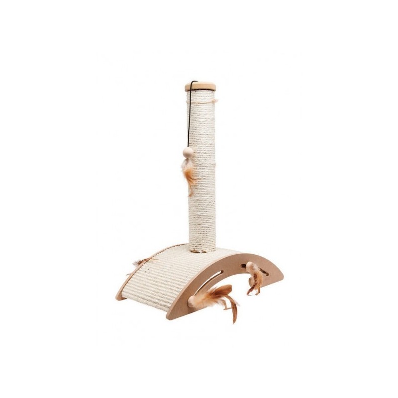 Griffoir en sisal pour faire les griffes de votre chat avec jouet en plume