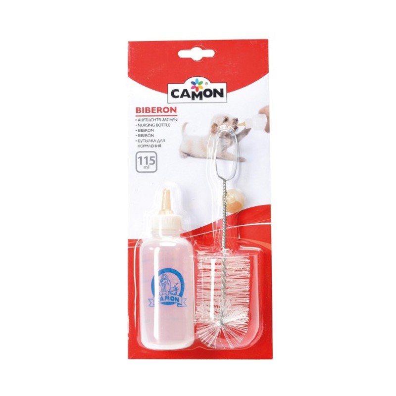 Biberon de 115 ml avec goupillon et tétine pour lait maternisé chiot ou chaton