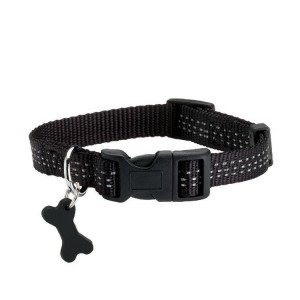 Collier pour chien en nylon avec surpiqûres réfléchissantes | BOBBY SAFE Noir