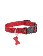 Collier pour chien en nylon avec surpiqûres réfléchissantes | BOBBY SAFE Rouge