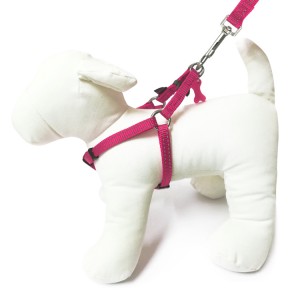 Harnais pour chien en nylon avec surpiqûres réfléchissantes | BOBBY SAFE Fushia