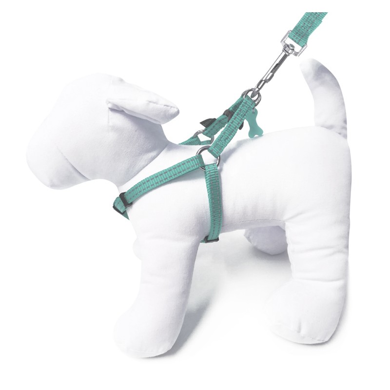 Harnais pour chien en nylon avec surpiqûres réfléchissantes | BOBBY SAFE Lagon