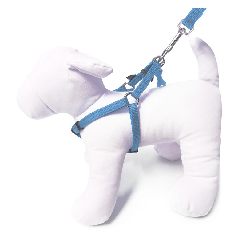 Harnais pour chien en nylon avec surpiqûres réfléchissantes | BOBBY SAFE Bleu