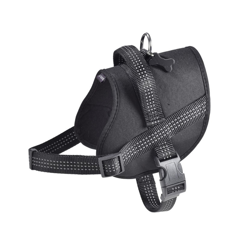 Harnais pour chien en nylon avec surpiqûres réfléchissantes EASY | BOBBY Noir