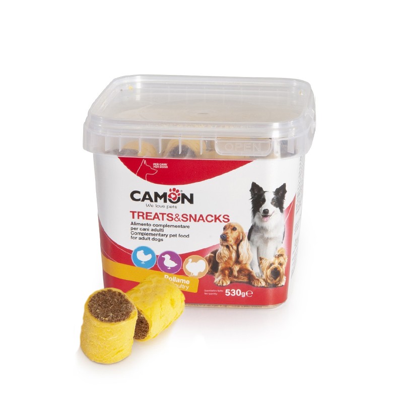 Biscuits fourrés à la volaille pour chien | Boite refermable de 530 g