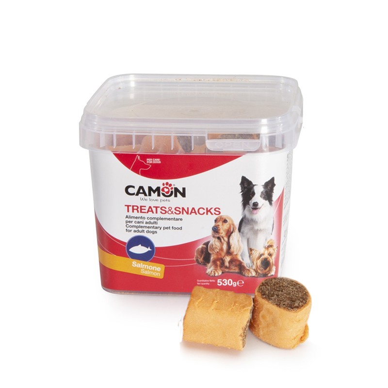 Biscuits fourrés au saumon pour chien | Boite refermable de 530 g