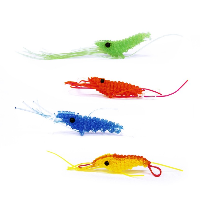 Lot de 4 jouets crevettes scoubidou pour chats