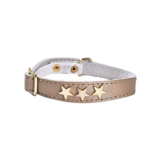 Collier chat en cuir avec étoiles dorées| BOBBY