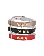 Collier chat en cuir avec étoiles dorées| BOBBY