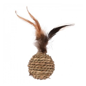 Jouet chat avec balle sisal et plumes | Balle de 4, 5 cm