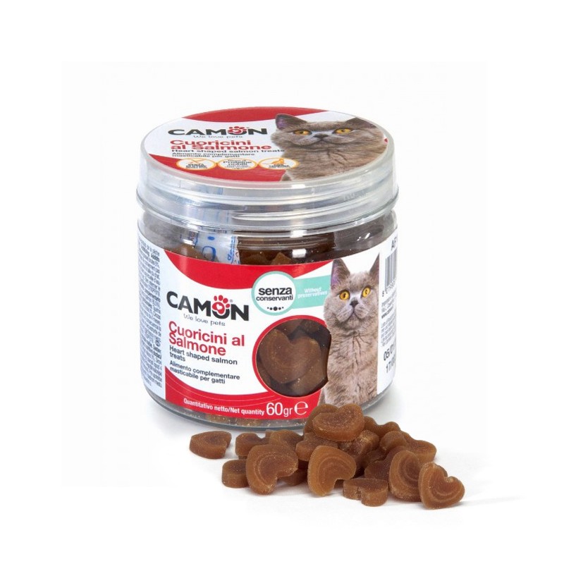 Boite de friandises pour chat cœur au saumon| 60 g