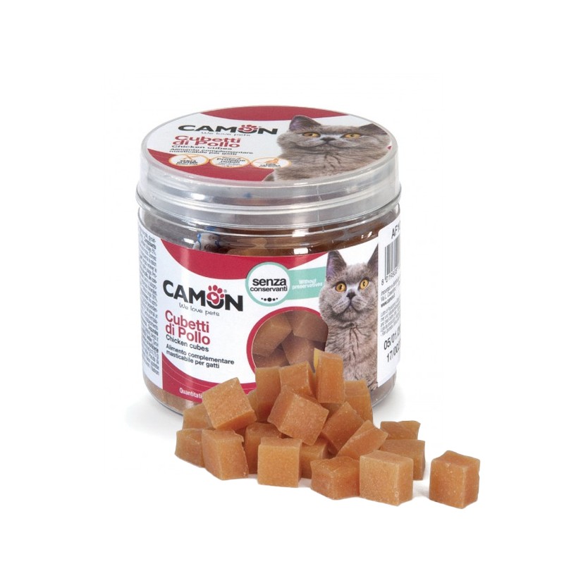 Boite de friandises pour chat cubes de poulet | 60 g