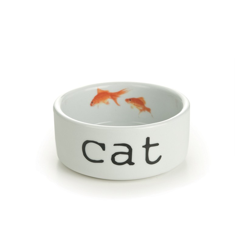 Gamelle pour chat en céramique "CAT" avec poissons rouges