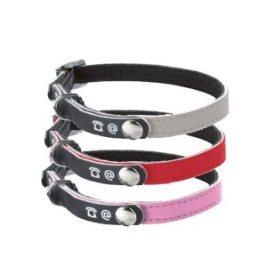 Collier cuir réfléchissant pour chat PORTE ADRESSE| BOBBY