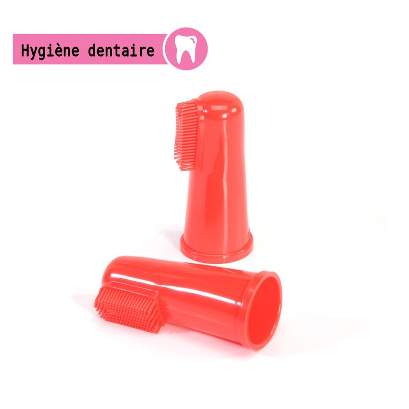Set de 2 brosses à dents à mettre au bout des doigts pour l’hygiène dentaire de votre chien ou chat