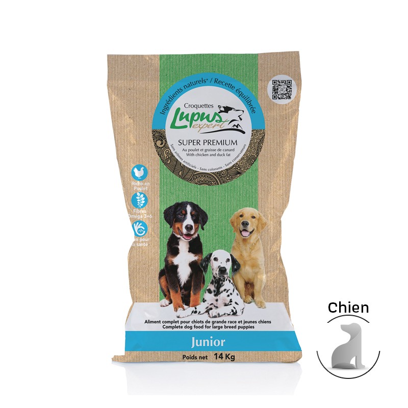 Croquettes naturelles pour chien Junior | LUPUS EXPERT Junior | 15 kg