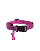 Collier pour chien en nylon avec surpiqûres réfléchissantes | BOBBY SAFE Fushia