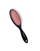 Brosse double avec un côté avec poils en nylon et l’autre avec picots bouts ronds pour chien ou chat