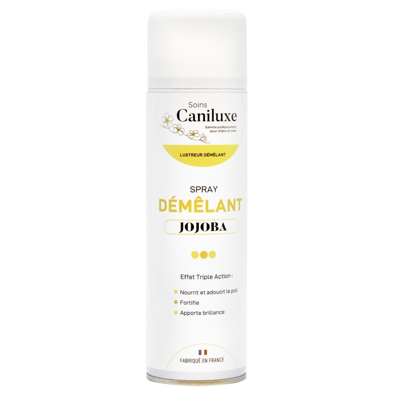 Spray lustreur démêlant pour chien et chat l'huile de Jojoba Caniluxe.