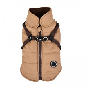 Manteau pour chien Puppia Mountaineer | Beige avec harnais intégré