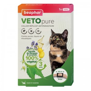 Collier répulsif antiparasitaire pour chat et chaton VETOPURE| Beaphar