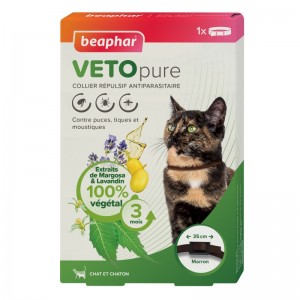 Collier répulsif antiparasitaire pour chat et chaton VETOPURE| Beaphar
