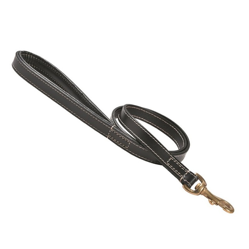 Laisse en cuir doublé avec surpiqûres pour chien | BOBBY Classic