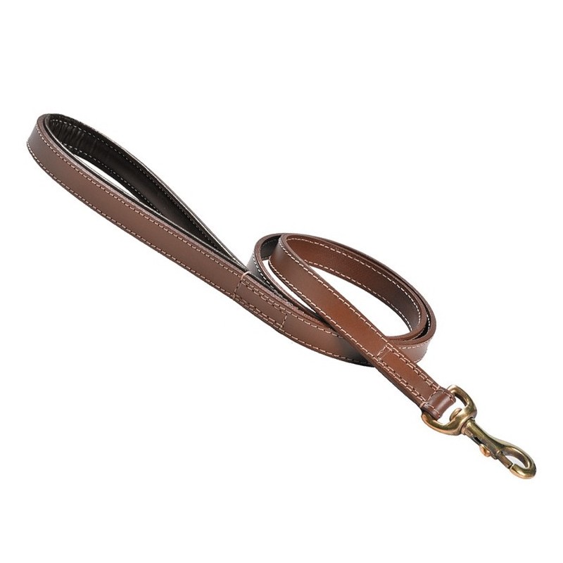 Laisse en cuir doublé avec surpiqûres pour chien | BOBBY Classic