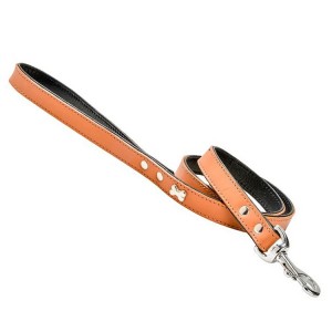 Laisse en cuir souple avec os chromé pour chien | BOBBY