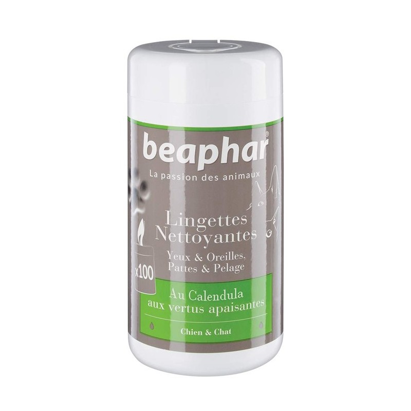 Boite de 40 ou 100 lingettes nettoyantes  pour les yeux, les oreilles et le pelage, chien et chat| Beaphar