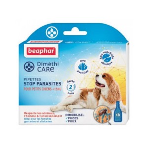 Boite de 6 pipettes stop parasites naturelles pour chien DiméthiCARE | Beaphar