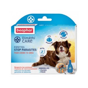 Boite de 6 pipettes stop parasites naturelles pour chien DiméthiCARE | Beaphar