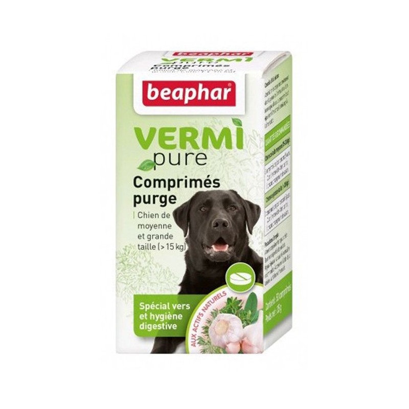 Boite de 50 comprimés purge aux plantes VERMIpure pour chien | Beaphar