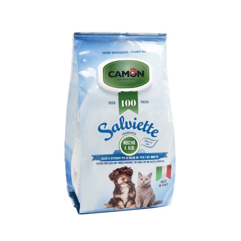 Sachet de 100 lingettes nettoyantes pour nettoyer rapidement votre chien ou votre chat