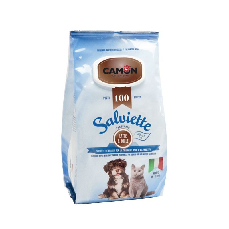 Sachet de 100 lingettes nettoyantes pour nettoyer rapidement votre chien ou votre chat