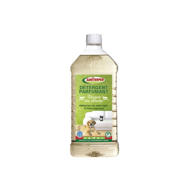 Détergent parfumant concentré Saniterpen pour une efficacité longue durée sur les sols et surfaces.